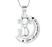 MKJFRLLSA Cat Urn Necklace for Ashes for Women Moon Keepsake Cremation Jewelry Ashes Holder Memorial Pendant