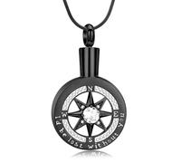 MKJFRLLSA Compass Urn Necklace for Ashes Crystal Jewelry Ashes Pendant Memorial Ashes Keepsake Necklace I'd be lost Without you