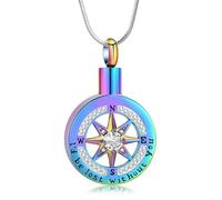 MKJFRLLSA Compass Urn Necklace for Ashes Crystal Jewelry Ashes Pendant Memorial Ashes Keepsake Necklace I'd be lost Without you