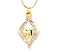 MKJFRLLSA Cremation Ashes Jewelry Eye of My Heart Crystal Urn Necklace for for Dad Mom Son Funeral Memorial Ashses Holder