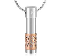 MKJFRLLSA Cremation cylindrical patterned jewelry necklace with hollow ball commemorative lock, pendant jar, human commemorative