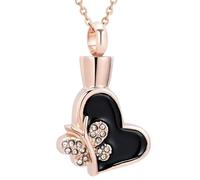 MKJFRLLSA Cremation Jewelry Butterfly Heart Inlay Memorial Urn Necklace for Ashes for Loved One Funeral Keepsake Pendant Jewelry