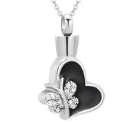 MKJFRLLSA Cremation Jewelry Butterfly Heart Inlay Memorial Urn Necklace for Ashes for Loved One Funeral Keepsake Pendant Jewelry