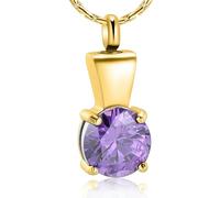MKJFRLLSA Cremation Jewelry for Ashes for Women Round Birthstone Pendant Urn Memorial Necklace Loved Ones Ash Holder Keepsake Gift