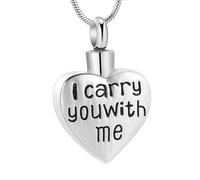 MKJFRLLSA Cremation Jewelry for Ashes “I Carry you with me” Memorial Urn Necklace Ashes Holder Keepsake Pendant Necklace