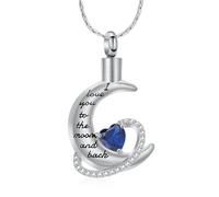 MKJFRLLSA Cremation Jewelry for Ashes I Love You to The Moon and Back Urn Necklace Keepsake Birthstone Pendant Memorial Gifts for Women