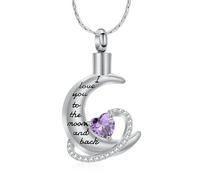 MKJFRLLSA Cremation Jewelry for Ashes I Love You to The Moon and Back Urn Necklace Keepsake Birthstone Pendant Memorial Gifts for Women