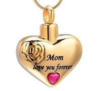 MKJFRLLSA Cremation Jewelry for Ashes Mom Love You Forever Heart Urn Necklace for Women Keepsake Ashe Holder Funeral Memorial Jewelry