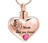 MKJFRLLSA Cremation Jewelry for Ashes Mom Love You Forever Heart Urn Necklace for Women Keepsake Ashe Holder Funeral Memorial Jewelry