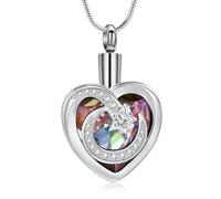 MKJFRLLSA Cremation Jewelry for Ashes Moon and Star Urn Necklace for Ashes Crystal Heart Keepsake Pendant for Human/Pet Memorial Gift