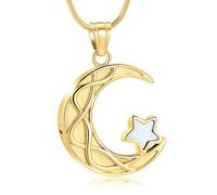 MKJFRLLSA Cremation Jewelry for Ashes Moon and Star Urn Necklace for Human Dog Cat Funeral Keepsake Pendant