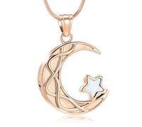 MKJFRLLSA Cremation Jewelry for Ashes Moon and Star Urn Necklace for Human Dog Cat Funeral Keepsake Pendant