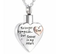 MKJFRLLSA Cremation Jewelry for Ashes Pendant Engraving No Longer by My Side but forever in my heart Memorial Urn Necklace for Human/Pet