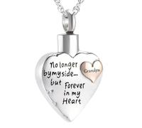 MKJFRLLSA Cremation Jewelry for Ashes Pendant Engraving No Longer by My Side but forever in my heart Memorial Urn Necklace for Human/Pet