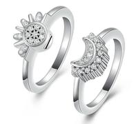 MKJFRLLSA Cremation Jewelry for Ashes Rings Sun and Moon Ring Set Memorial Urn Ring for Ashes