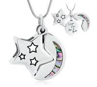 MKJFRLLSA Cremation Jewelry for Ashes Star Moon Urn Necklaces Memorial Pendant Keepsake Gifts Funeral Ashes Holder Collarbone Necklace
