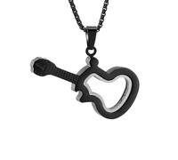 MKJFRLLSA Cremation jewelry guitar urn necklace with hollow ball commemorative lock, pendant urn jar, human souvenir jewelry