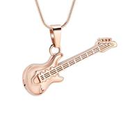 MKJFRLLSA Cremation jewelry guitar urn necklace with hollow ball commemorative lock, pendant urn jar, human souvenir jewelry