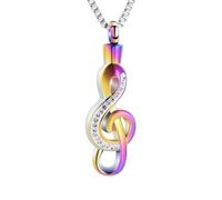 MKJFRLLSA Cremation Jewelry Music Notes Urn Necklace for Ashes Stainless Steel Keepsake Gifts Pendant Men Women