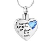 MKJFRLLSA Cremation Jewelry No Longer by My Side But Forever in My Heart Crystal Heart Shape Pendant Urn Necklace Keepsake