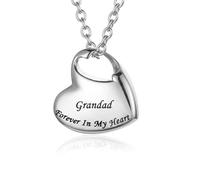 MKJFRLLSA Cremation Urn Necklace for Ashes Urn Jewelry,Forever in My Heart Carved Stainless Steel Keepsake Memorial Pendant