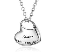 MKJFRLLSA Cremation Urn Necklace for Ashes Urn Jewelry,Forever in My Heart Carved Stainless Steel Keepsake Waterproof Memorial Pendant