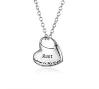 MKJFRLLSA Cremation Urn Necklace for Ashes Urn Jewelry,Forever in My Heart Carved Stainless Steel Keepsake Waterproof Memorial Pendant