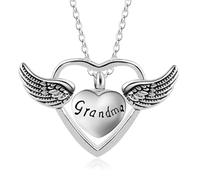 MKJFRLLSA Cremation Urn Necklace Jewelry A Piece of My Heart Lives in Heaven Carved Keepsake Memorial Pendant for Mom Dad