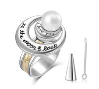 MKJFRLLSA Cremation Urn Rings for Ashes I Love You to the Moon and Back Urn Keepsake Jewelry Holder Locket Ring for Human/Pet Ash