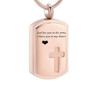 MKJFRLLSA Cross Cremation Jewelry For Ashes Engraved has you in his arms,I have you in my Heart Memorial Urn Necklace For Human/Pet