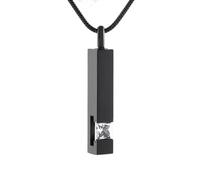 MKJFRLLSA Crystal Cremation Urn Jewelry Cube Stainless Memorial Ashes Necklace for Men Dad Keepsake Pendant - Black Birthstone Serise