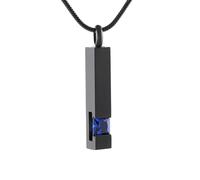 MKJFRLLSA Crystal Cremation Urn Jewelry Cube Stainless Memorial Ashes Necklace for Men Dad Keepsake Pendant - Black Birthstone Serise