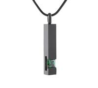 MKJFRLLSA Crystal Cremation Urn Jewelry Cube Stainless Memorial Ashes Necklace for Men Dad Keepsake Pendant - Black Birthstone Serise