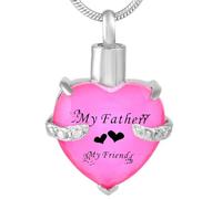 MKJFRLLSA Crystal Heart Cremation Jewelry For Ashes Forever In My Heart Urn Necklace Stainless Steel Keepsake Memorial Ash Holder Pendant