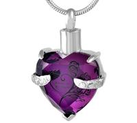 MKJFRLLSA Crystal Heart Cremation Jewelry For Ashes Forever In My Heart Urn Necklace Stainless Steel Keepsake Memorial Ash Holder Pendant