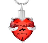 MKJFRLLSA Crystal Heart Cremation Jewelry For Ashes Forever In My Heart Urn Necklace Stainless Steel Keepsake Memorial Ash Holder Pendant
