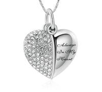 MKJFRLLSA Crystal Heart Cremation Urn Necklaces for Ashes Jewelry Memorial Keepsake Always in My Heart Funeral Pendant