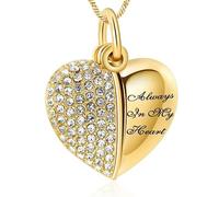 MKJFRLLSA Crystal Heart Cremation Urn Necklaces for Ashes Jewelry Memorial Keepsake Always in My Heart Funeral Pendant