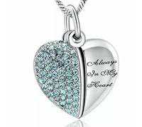 MKJFRLLSA Crystal Heart Cremation Urn Necklaces for Ashes Jewelry Memorial Keepsake Always in My Heart Funeral Pendant