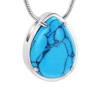 MKJFRLLSA Crystal Teardrop Urns Necklace Cremation Pendant For Human/Pet Ashes Memorial Customize Stainless Steel Keepsake