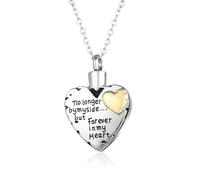 MKJFRLLSA Custom Stainless Steel Cremation Jewelry Ashes Engraving Necklace No Longer by My Side but Forever in My Heart Urn Pendant