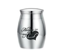 MKJFRLLSA Engraved Always in My Heart Stainless Steel Decorative Memorial Keepsake Cremation Urns Jar for Human Pet Ashes Holder Dropship