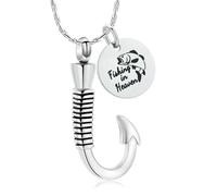 MKJFRLLSA Fishhook Urn Necklace for Ashes Fishing Memorial Pendant Cremation Jewelry Loved Ones Ash Holder Keepsake Gift for Men Women
