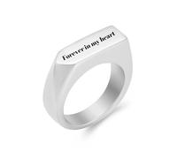 MKJFRLLSA Forever in My Heart Cremation Rings for Ashes for Men Stainless Steel Geometric Finger Ring Memorial Urns Jewelry