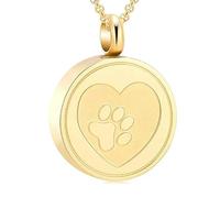 MKJFRLLSA Free Engrave Pet Paw Print Heart Stainless Steel Cremation Urn Locket Necklace Hold Dog/Cat Ashes Casket Keepsake Jewelry
