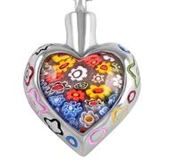 MKJFRLLSA Glass Heart Shape Cremation Urn Necklace Memorial Jewelry Stainless steel Ashes Urns Keepsake Funeral gift