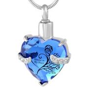 MKJFRLLSA Glass Heart Shape Memorial Cremation Jewelry Stainless Steel Keepsake Urn Pendant Necklace For Ashes Necklace For Lover