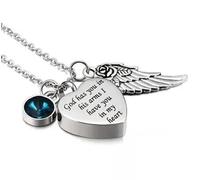 MKJFRLLSA God has You in his arms with Angel Wing Charm Cremation Ashes Jewelry Keepsake Memorial Urn Necklace with Birthstone Crystal