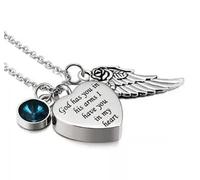 MKJFRLLSA God has You in his arms with Angel Wing Charm Cremation Ashes Jewelry Keepsake Memorial Urn Necklace with Birthstone Crystal