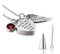 MKJFRLLSA God has You in his arms with Angel Wing Charm Cremation Ashes Jewelry Keepsake Memorial Urn Necklace with Birthstone Crystal